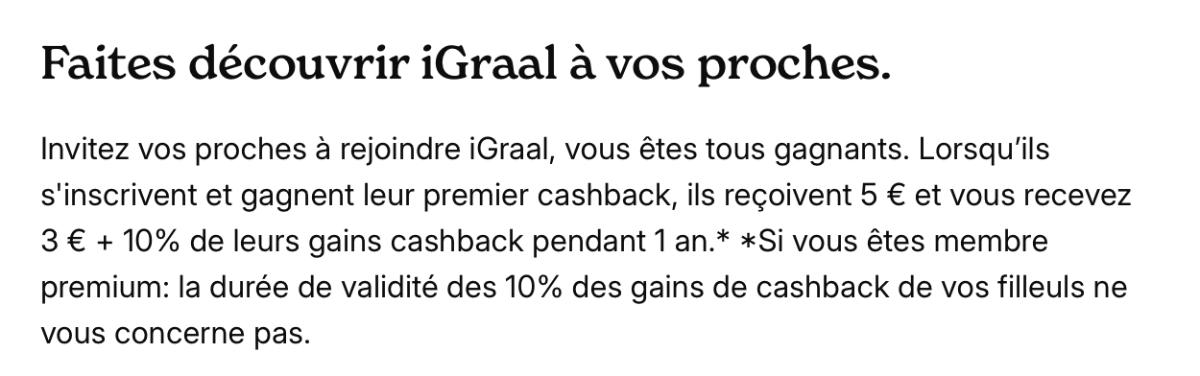 Texte explicatif sur le programme de cashback iGraal.