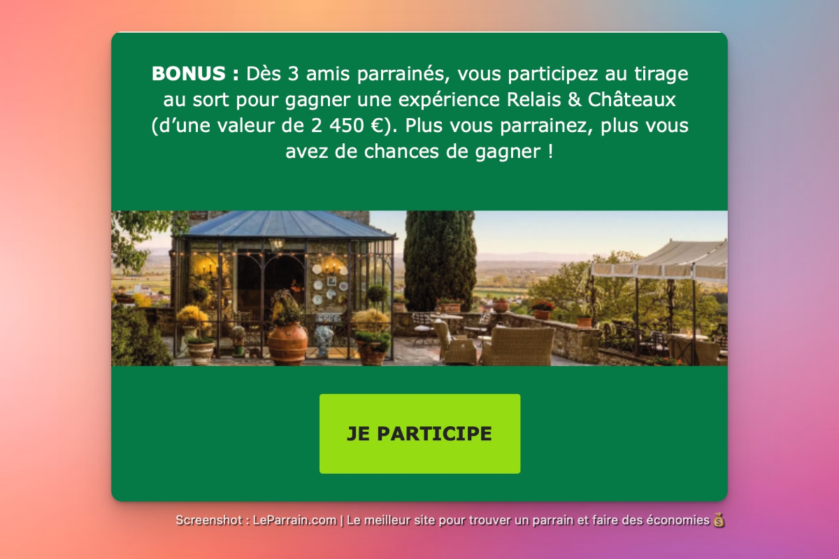 Stan de LeParrain.com présente une promotion pour un tirage au sort.