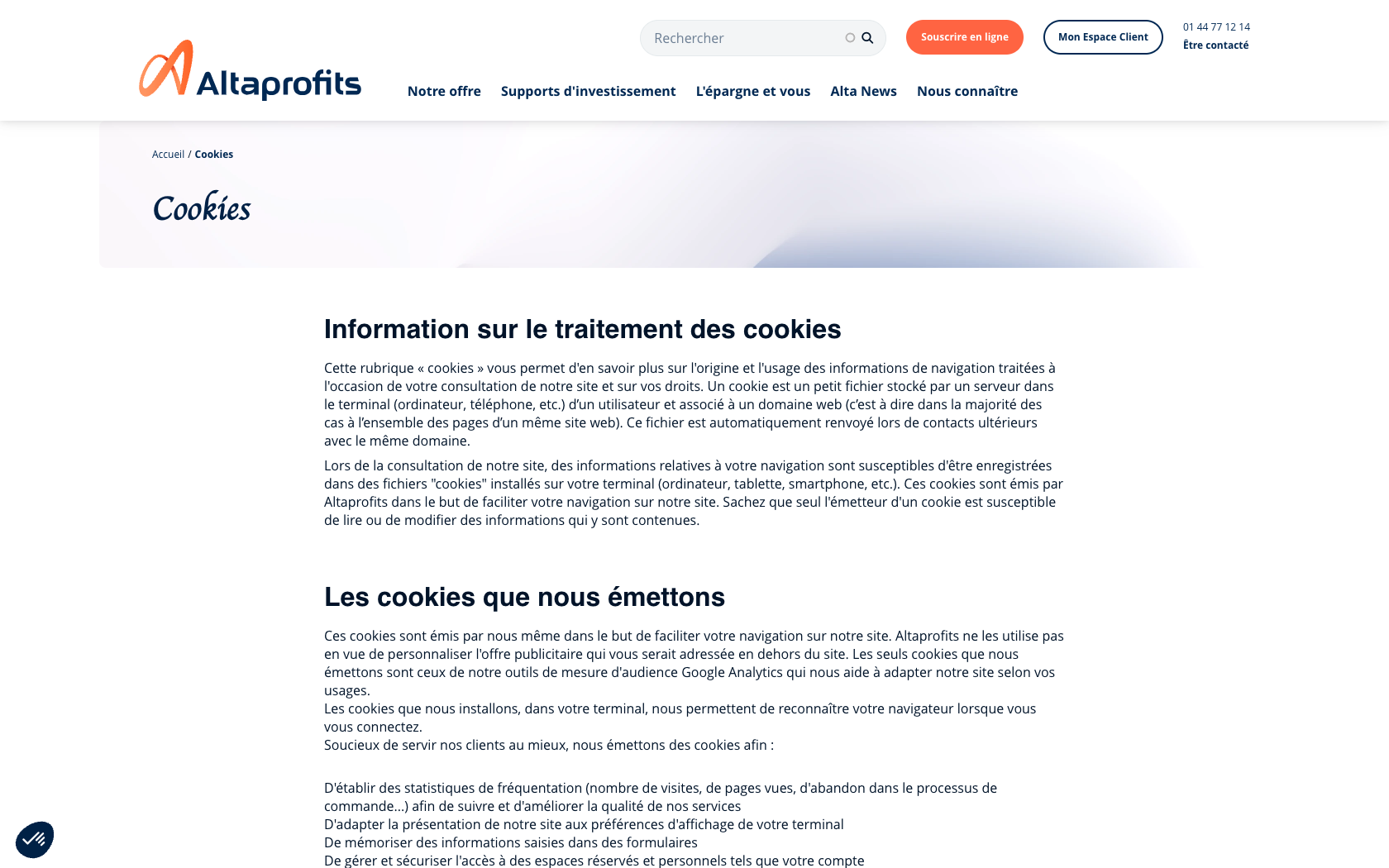 Aperçu du site Altaprofits