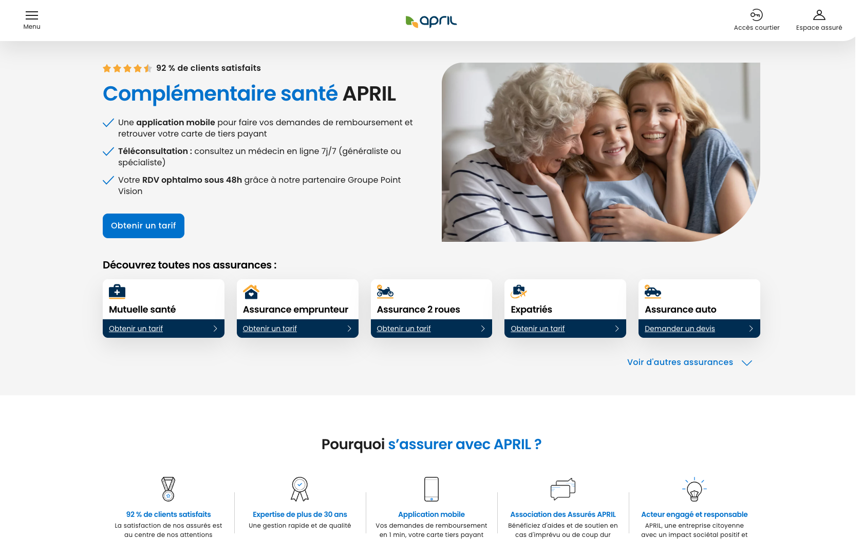Aperçu du site April Assurances