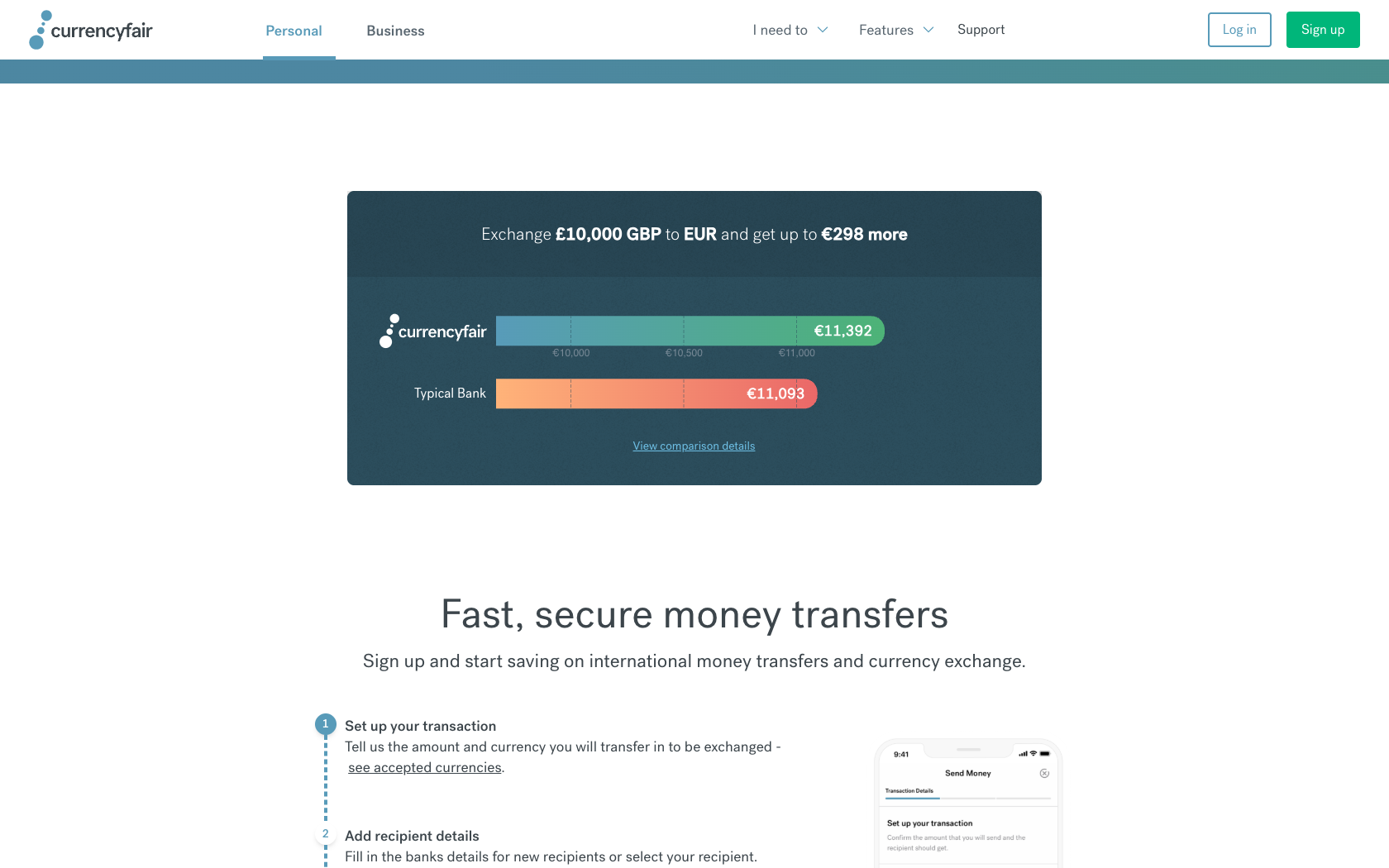 Aperçu du site Currencyfair