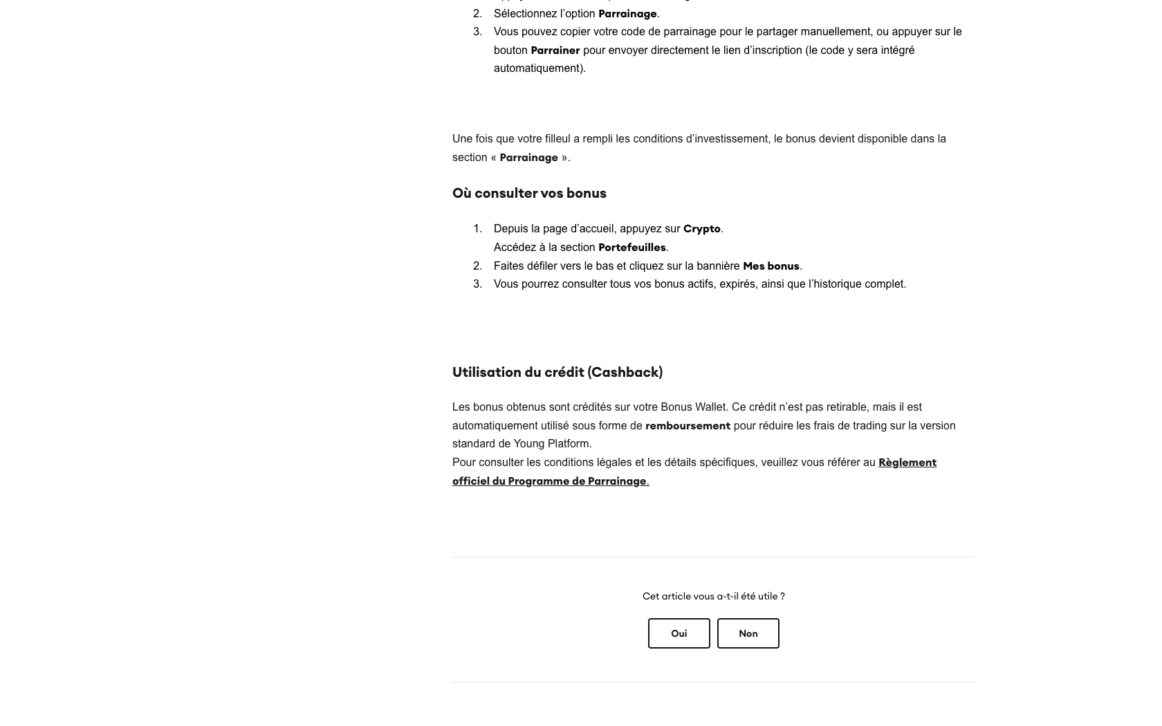 Page programme de parrainage Young Platform
