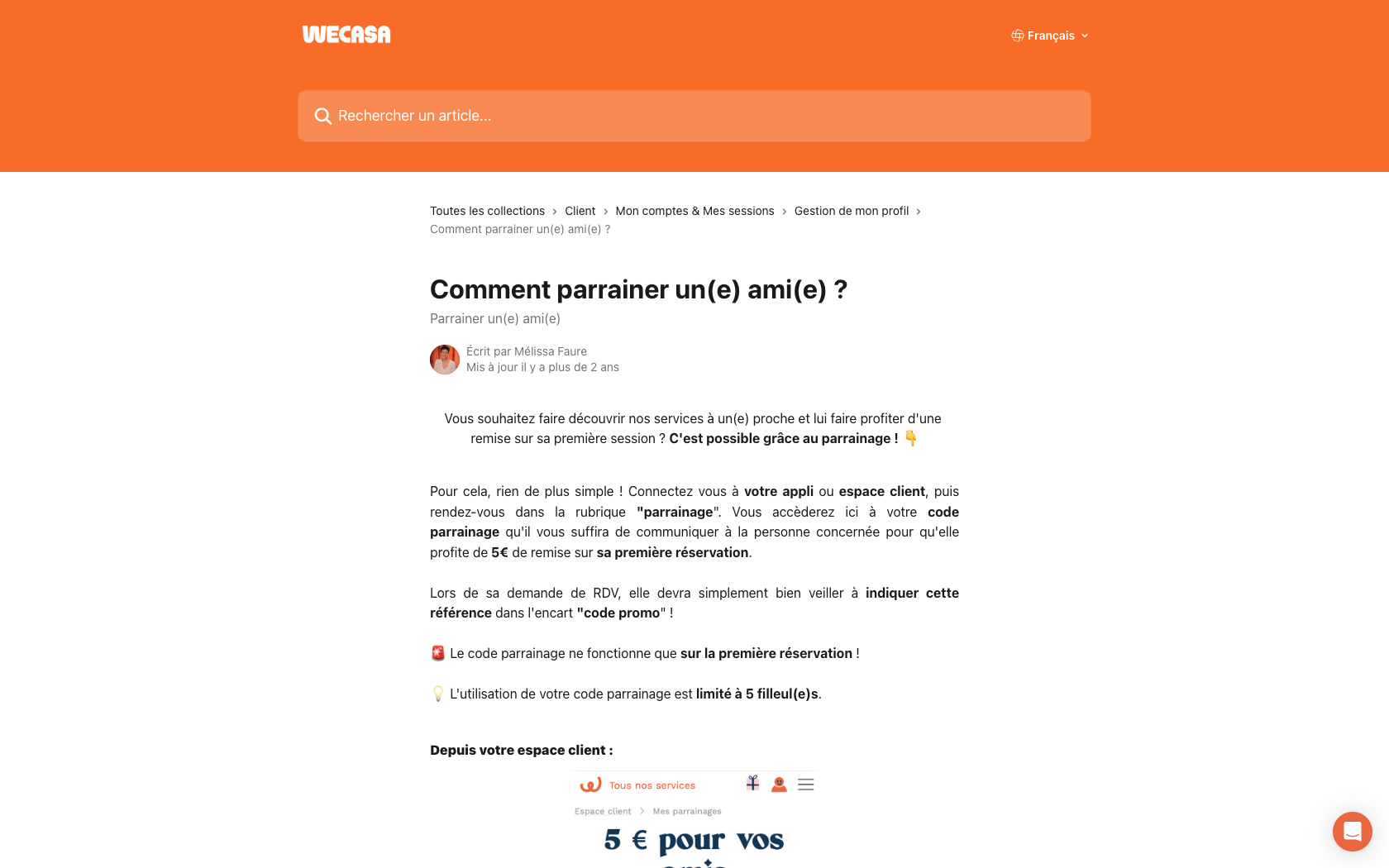 Page programme de parrainage WeCasa