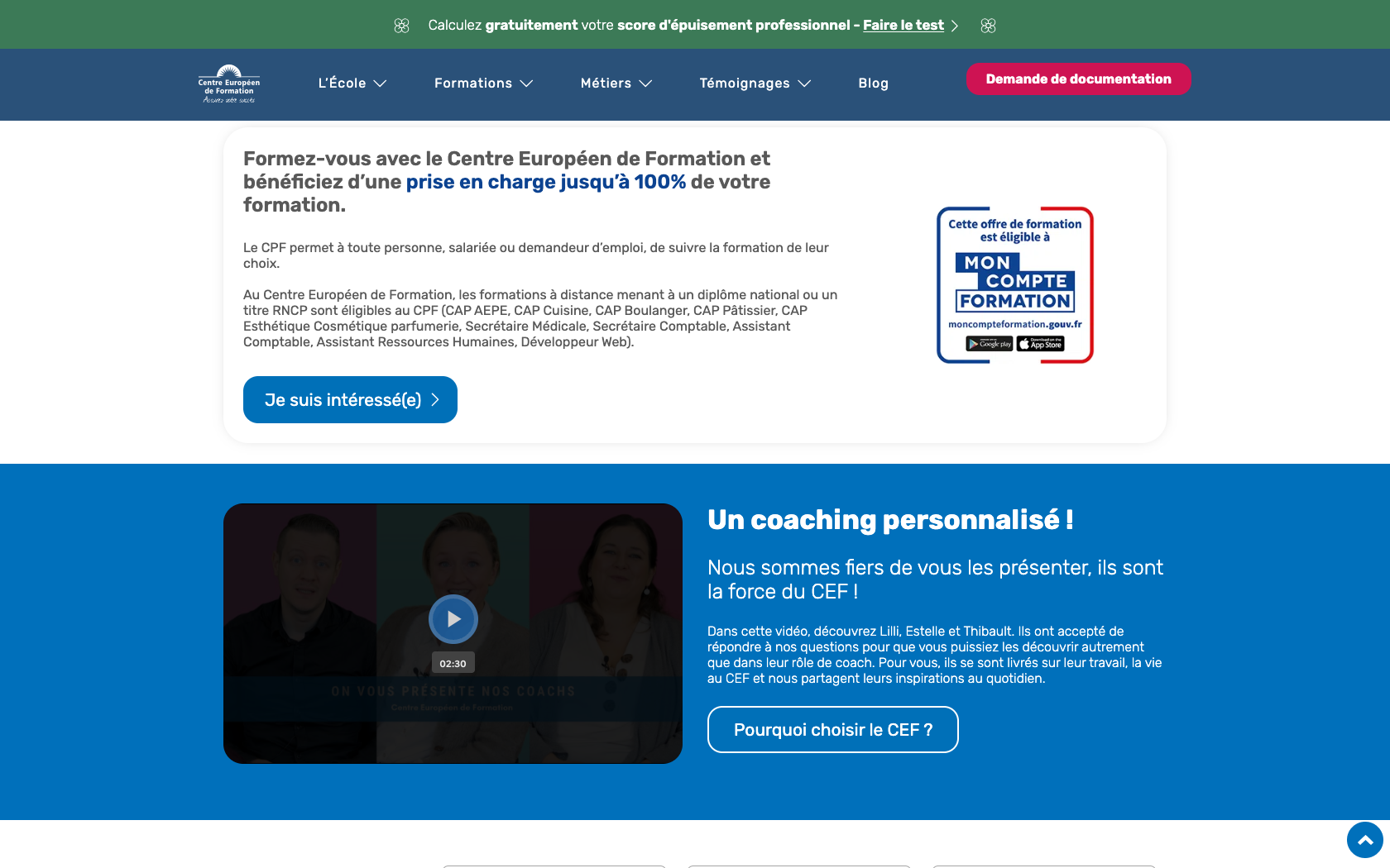 Aperçu du site Centre Européen de Formation