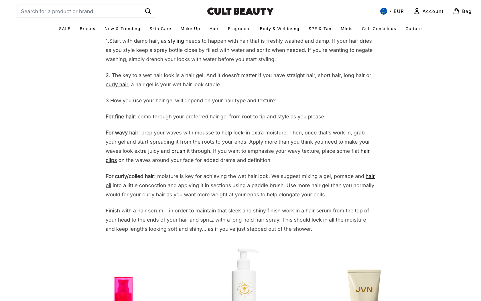 Page du programme de parrainage Cult Beauty