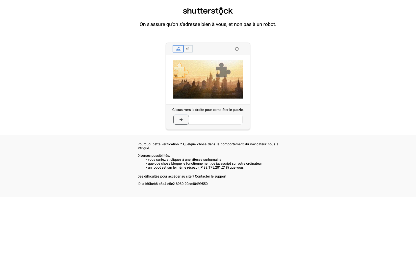 Aperçu du site Shutterstock