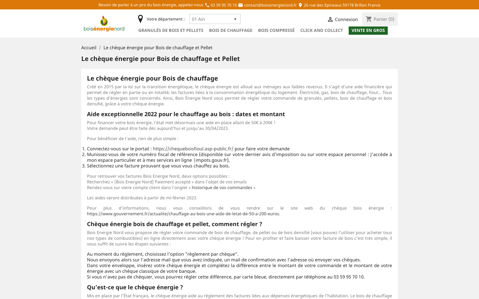 Aperçu du site Bois Energie Nord