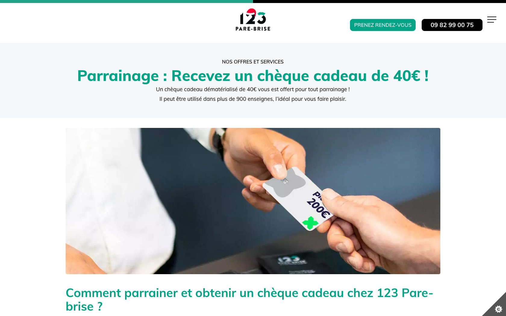 Page programme de parrainage 123parebrise