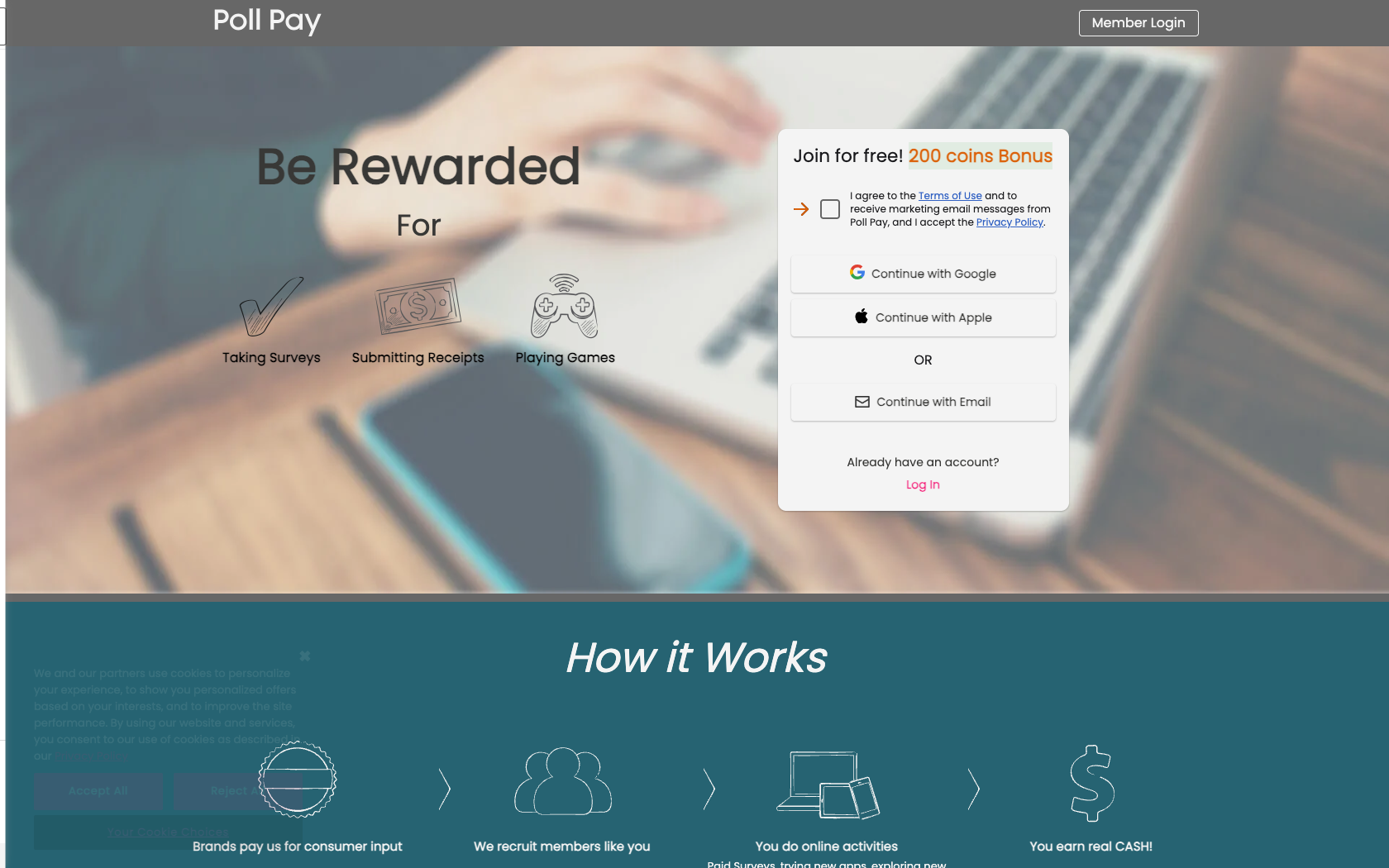 Aperçu du site Poll Pay