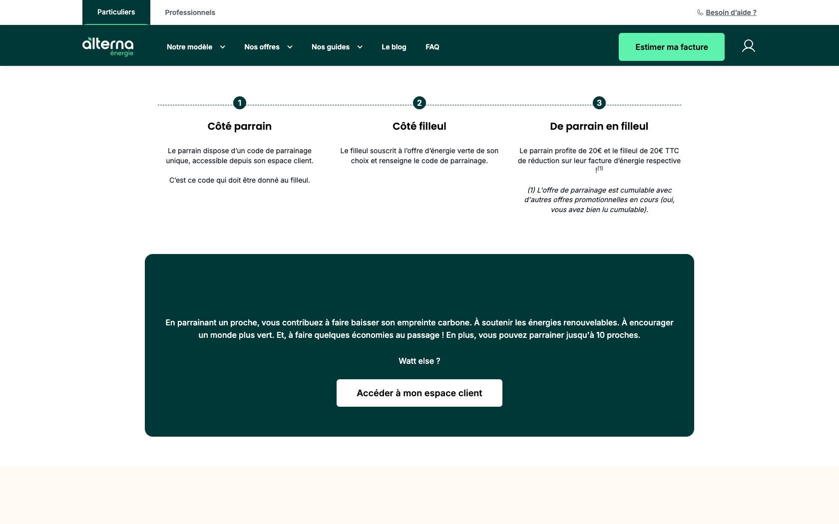 Page programme de parrainage Alterna Energie