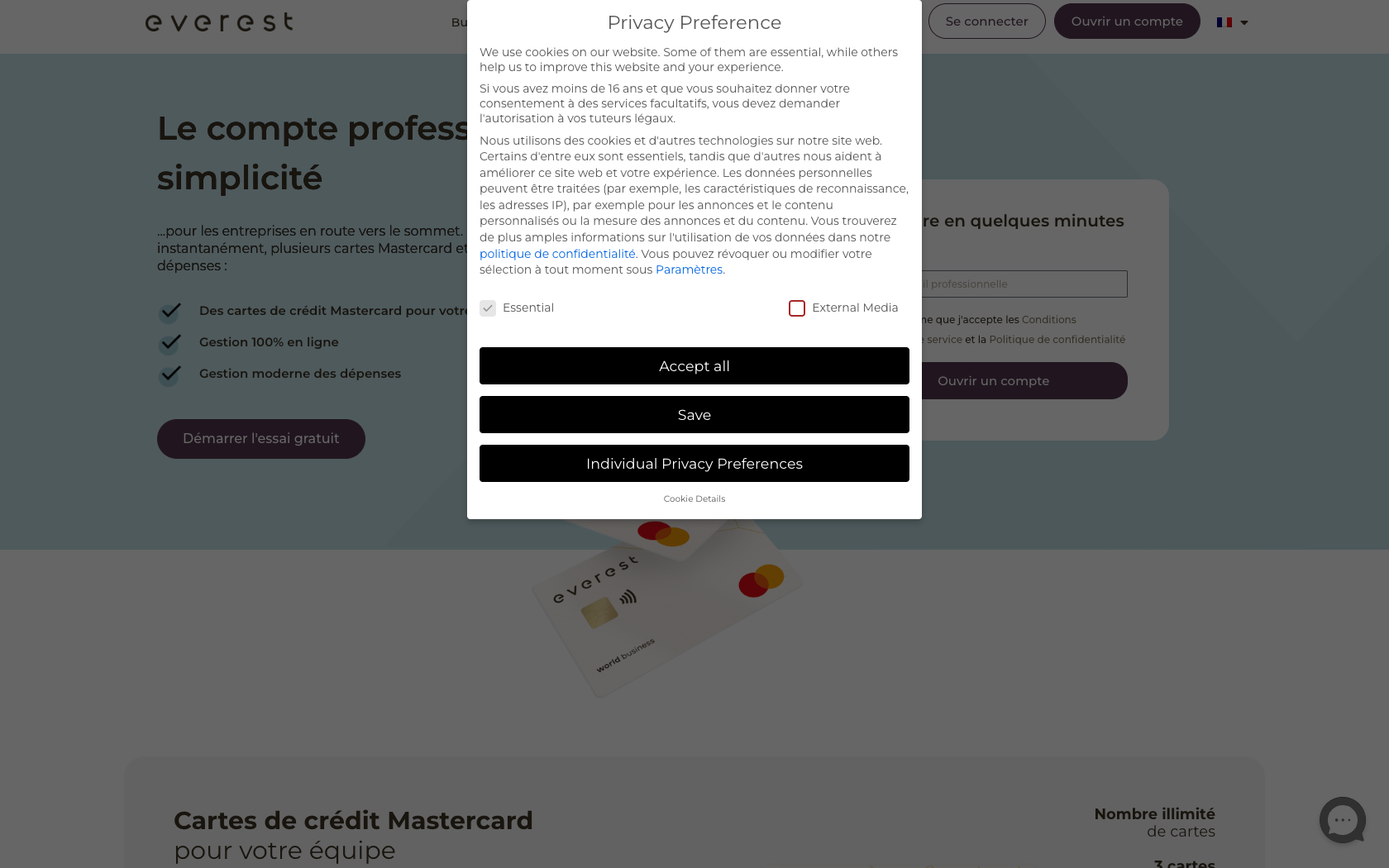 Aperçu du site Everest Card
