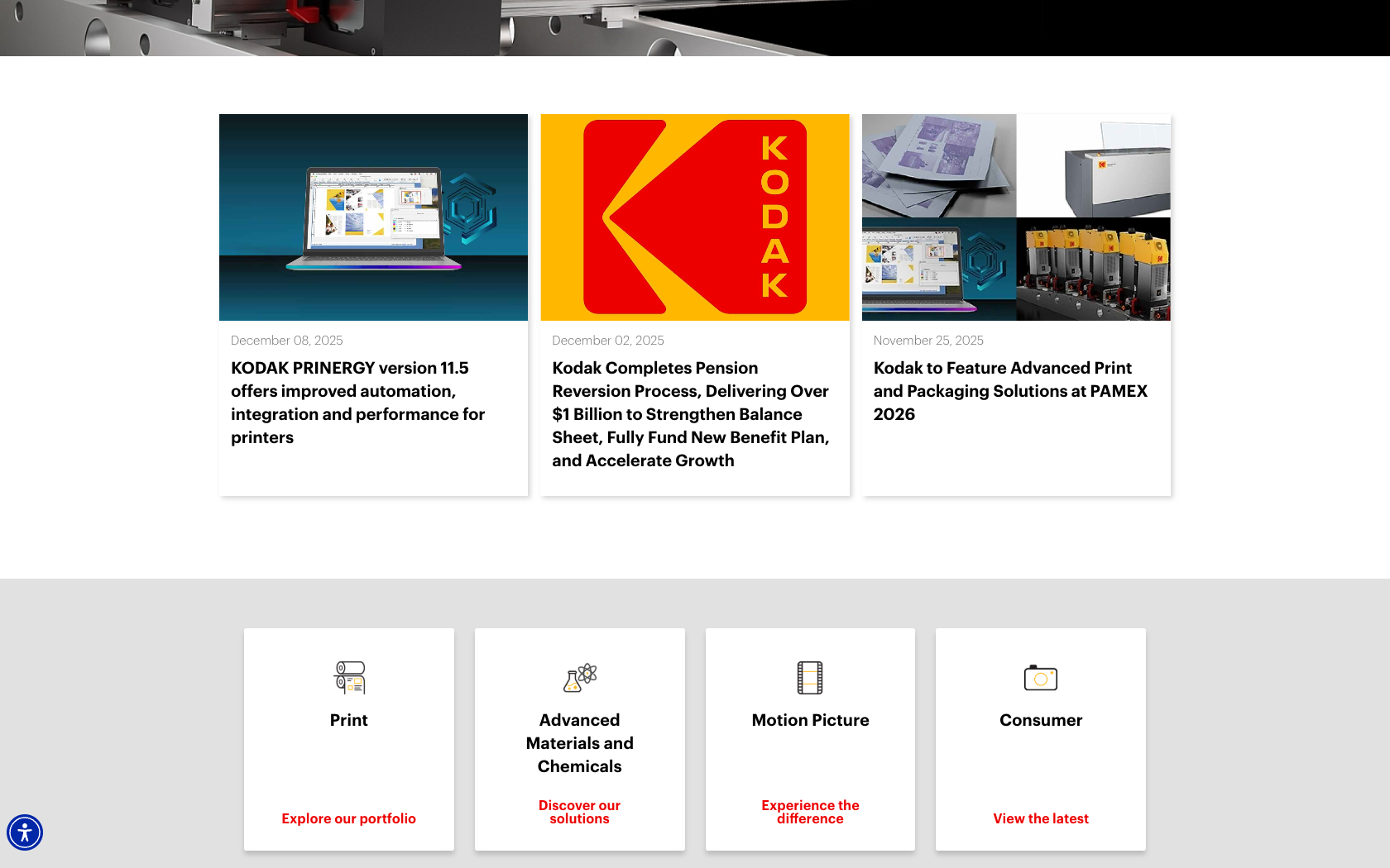 Aperçu du site officiel Kodak