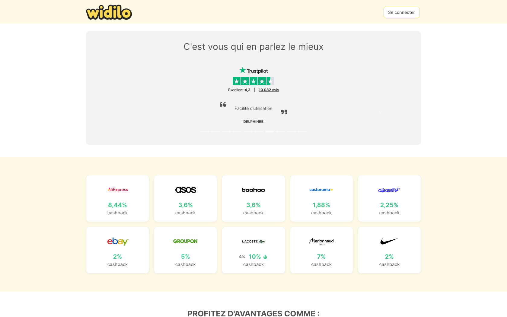 Page programme de parrainage Widilo