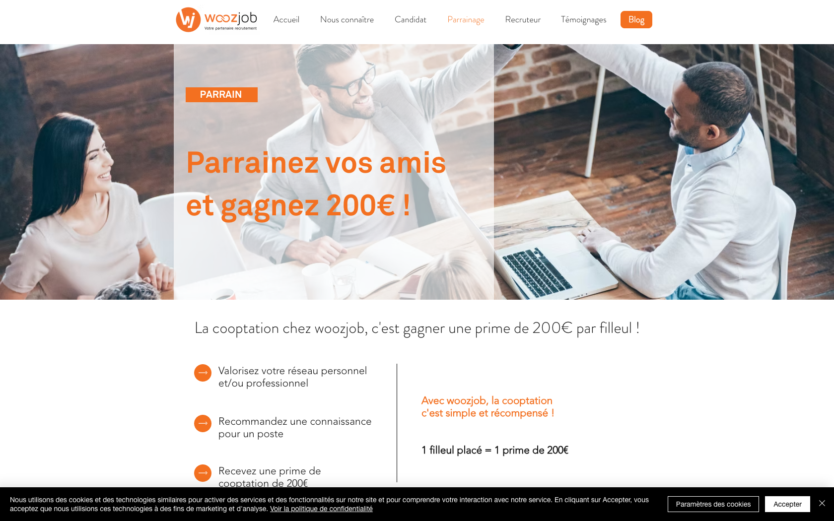 Page programme de parrainage Woozjob
