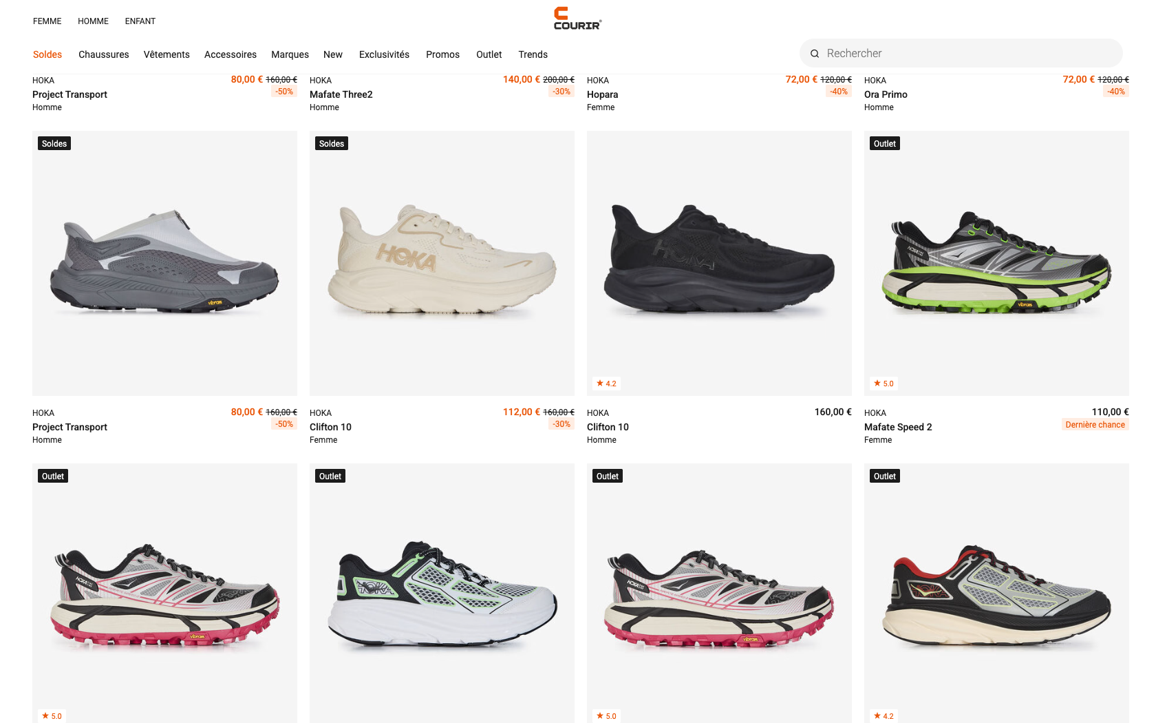 Aperçu du site Courir