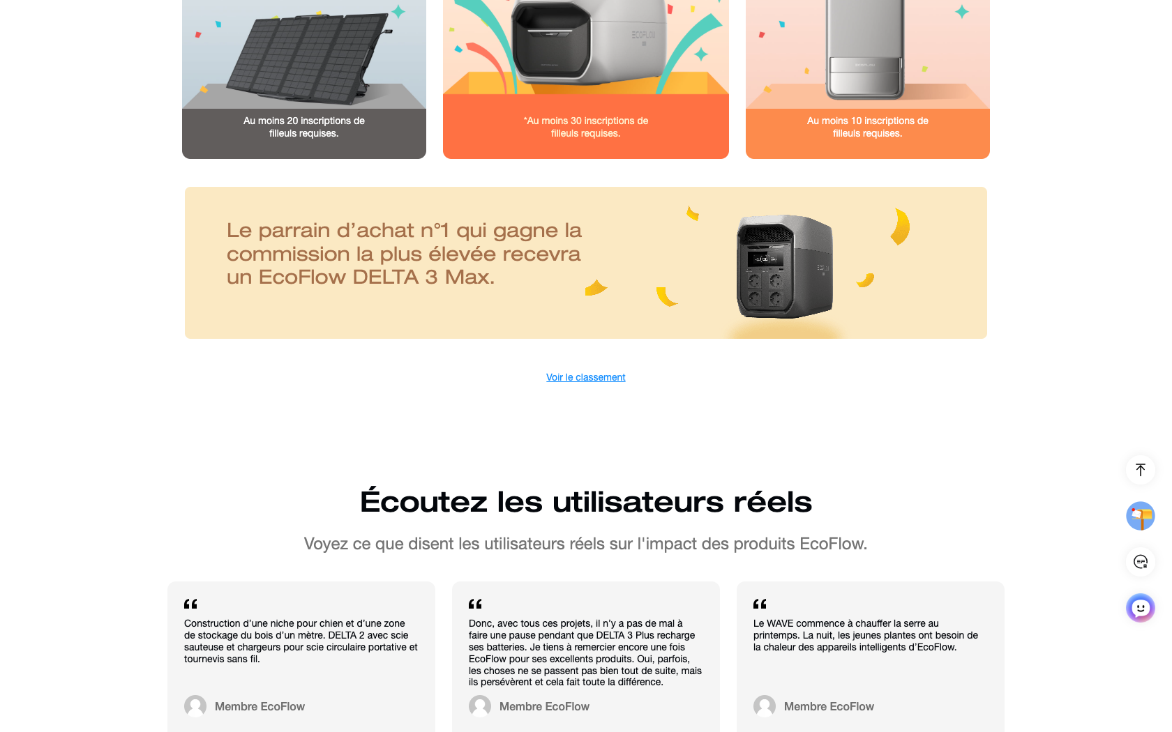 Page programme de parrainage Ecoflow