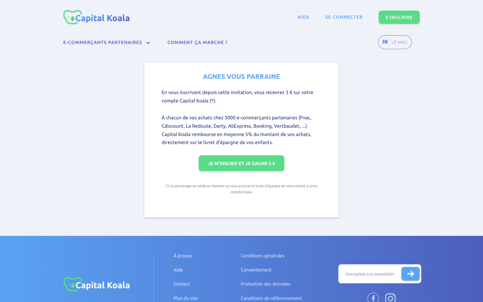 Page programme de parrainage Capital Koala
