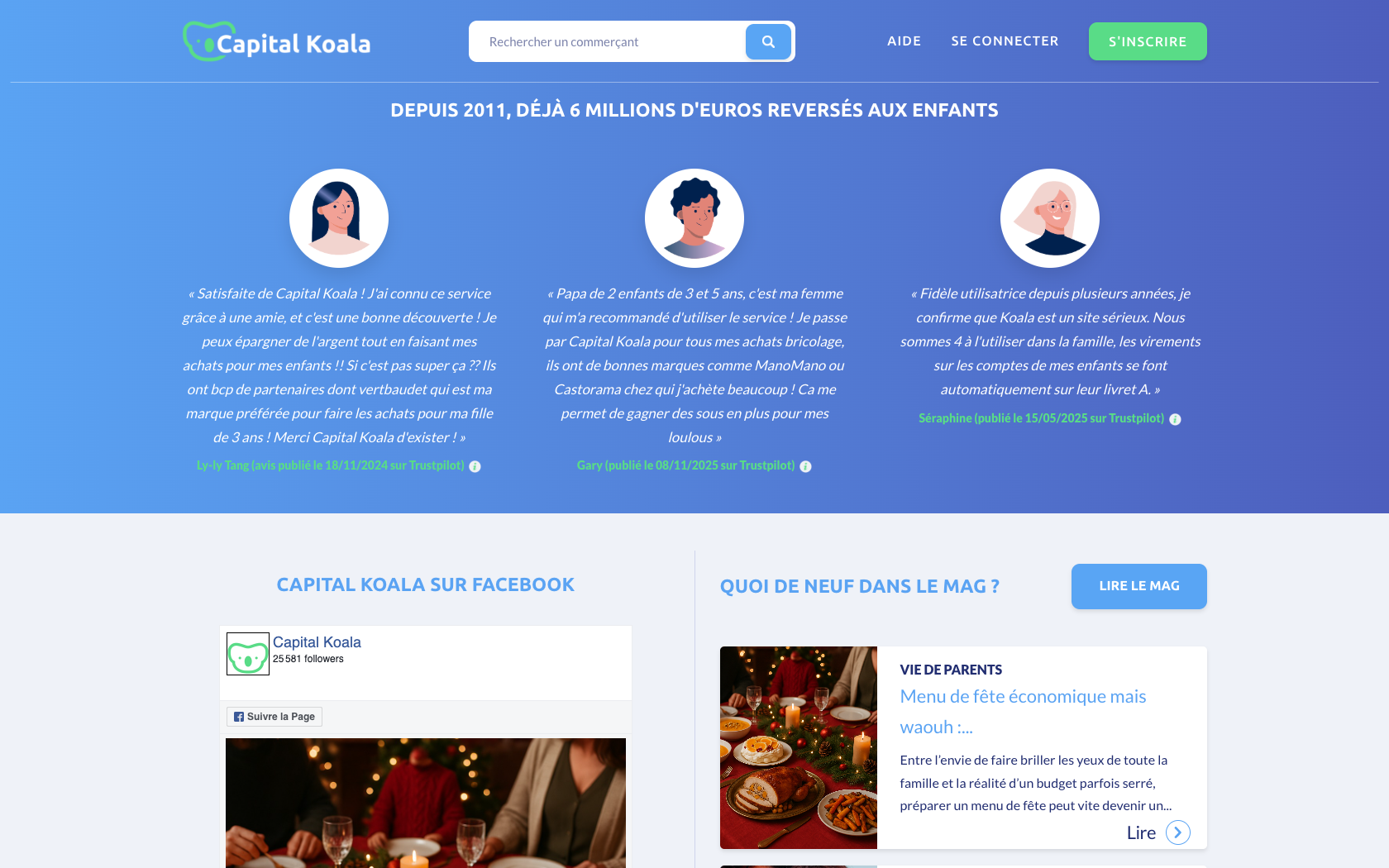 Aperçu du site Capital Koala