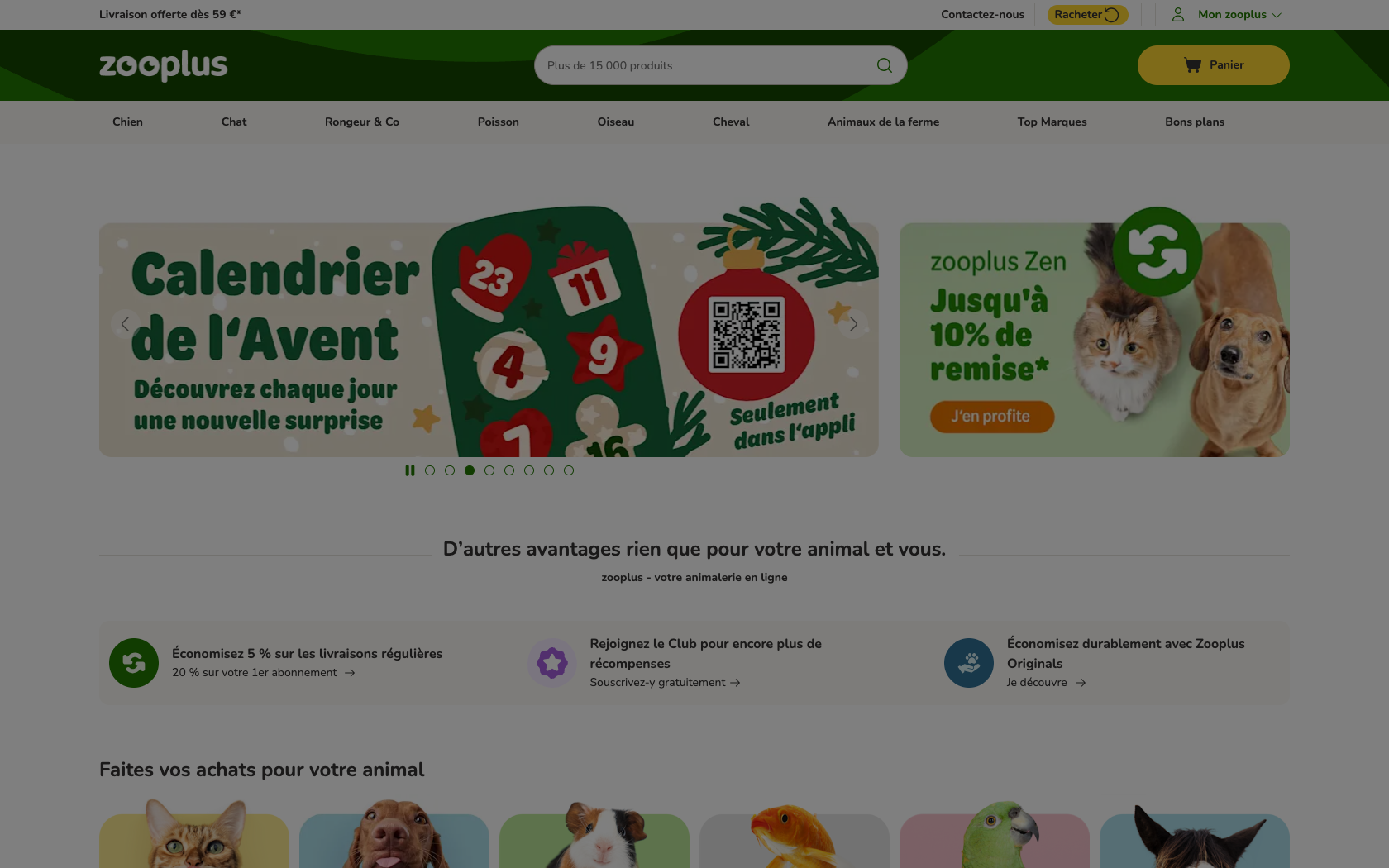 Aperçu du site Zooplus