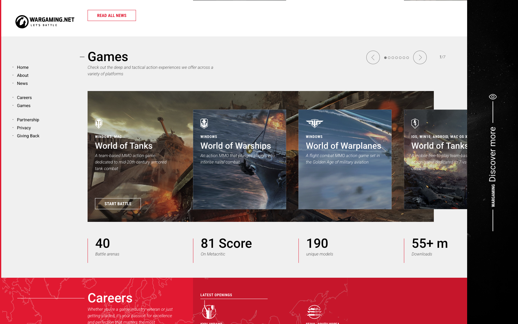 Aperçu du site Wargaming