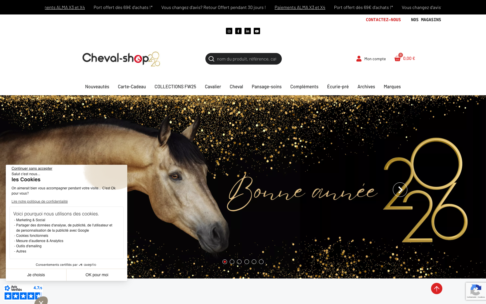 Aperçu du site Cheval Shop