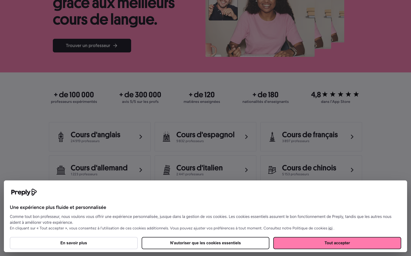 Aperçu du site Preply