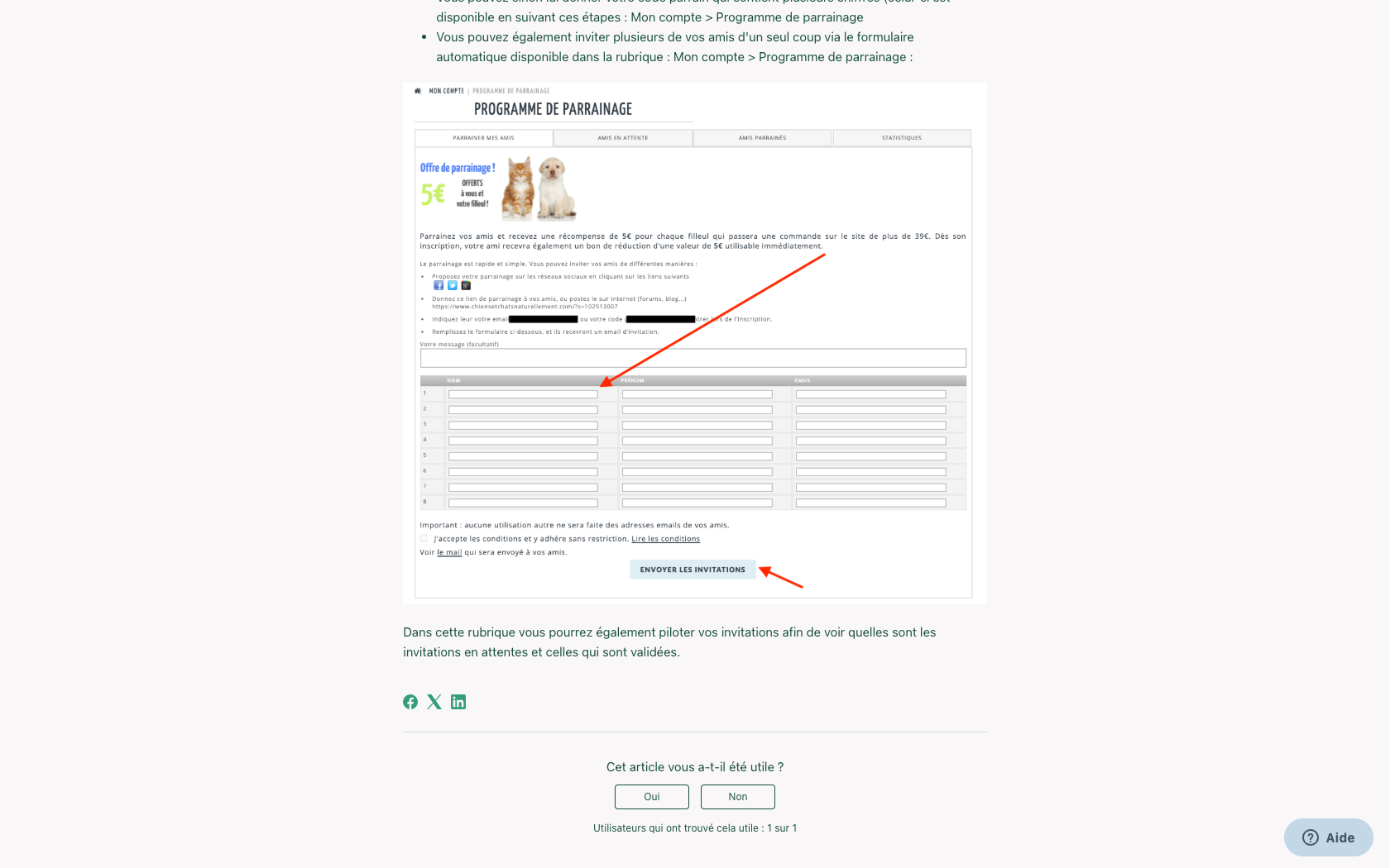 Page du programme de parrainage Chiens et Chats Naturellement