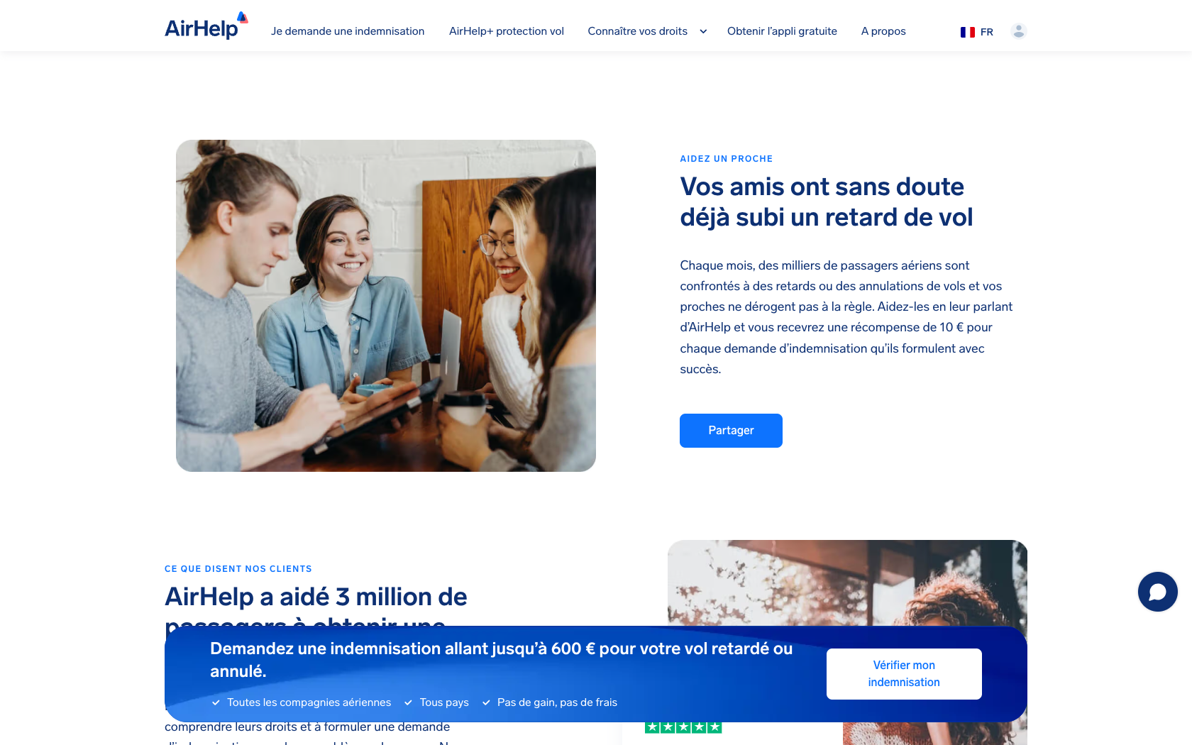 Page programme de parrainage AirHelp