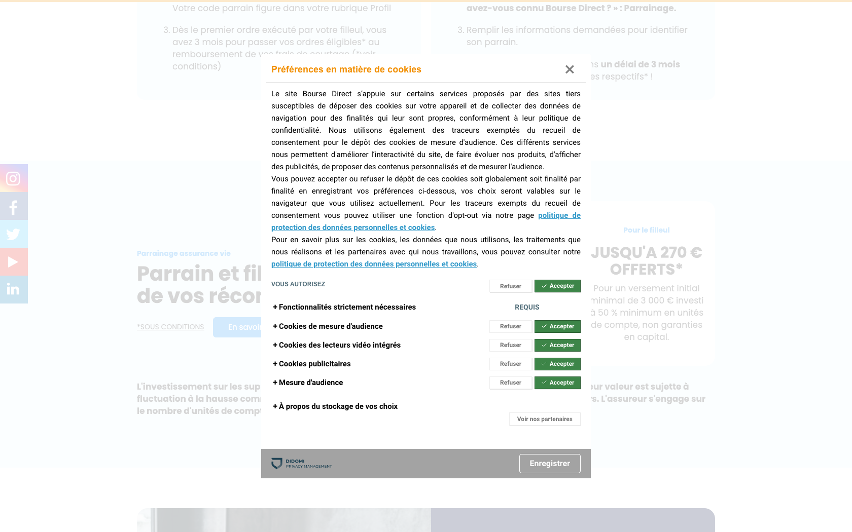 Page programme de parrainage Bourse Direct