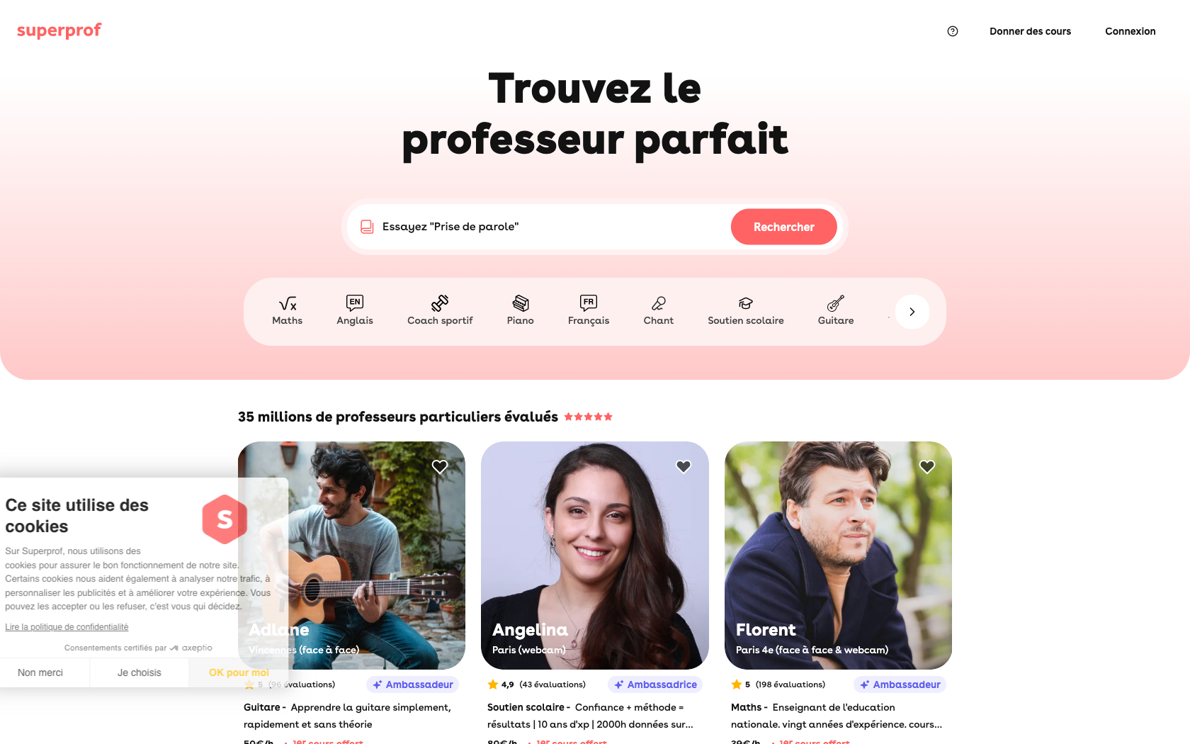 Aperçu du site SuperProf