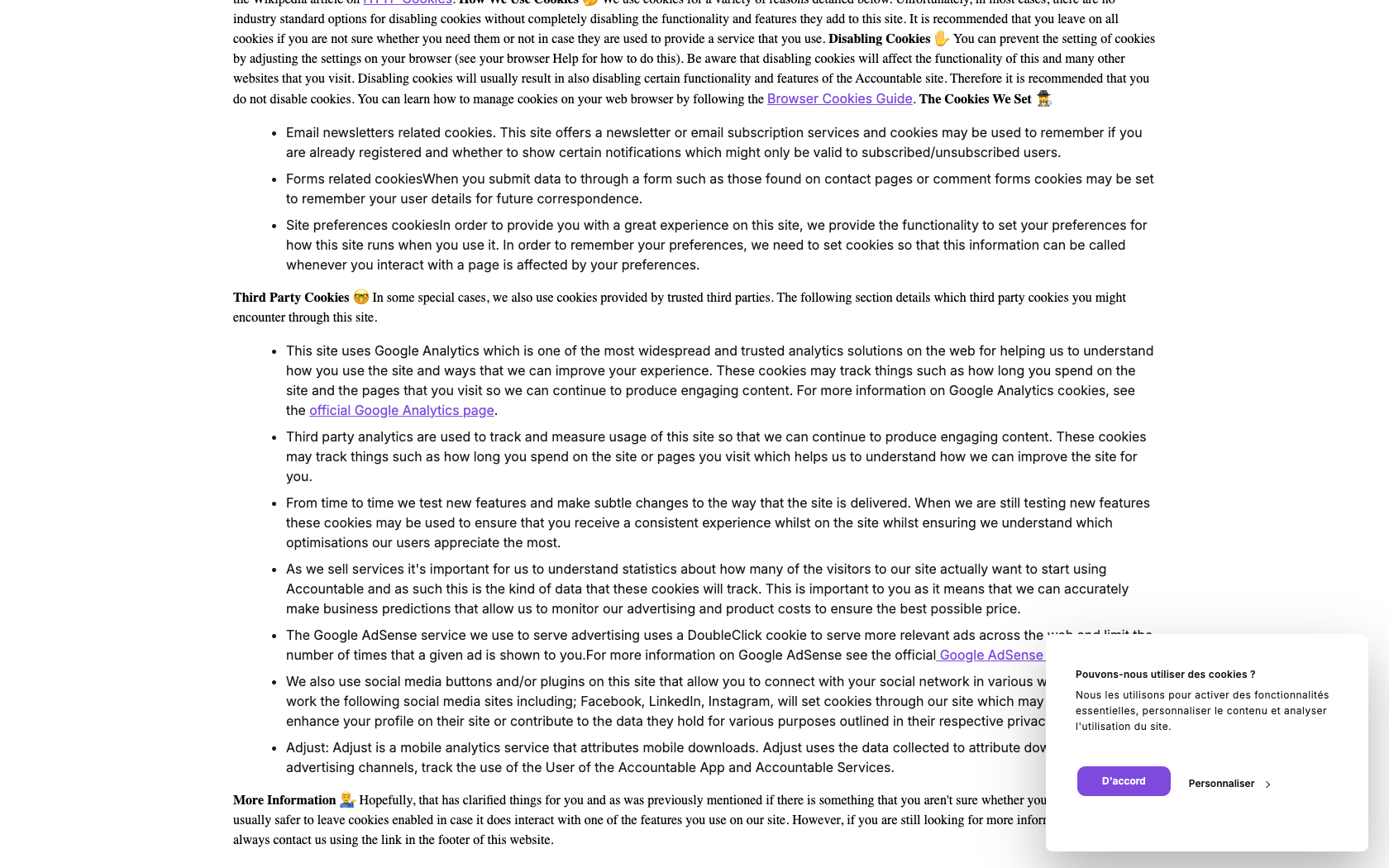 Aperçu du site Accountable