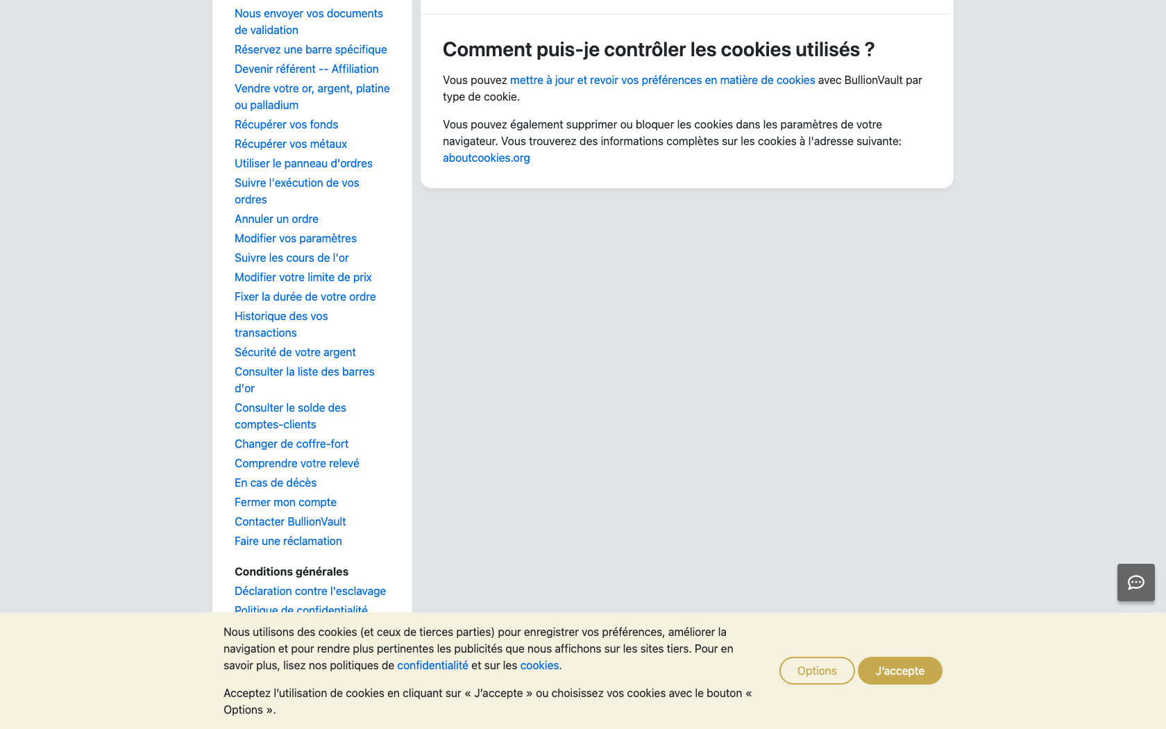 Page programme de parrainage Bullionvault