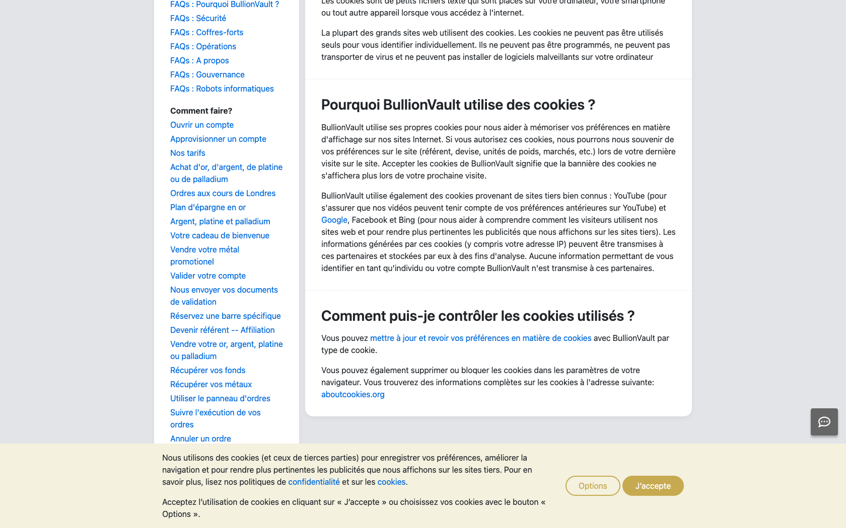 Aperçu du site Bullionvault