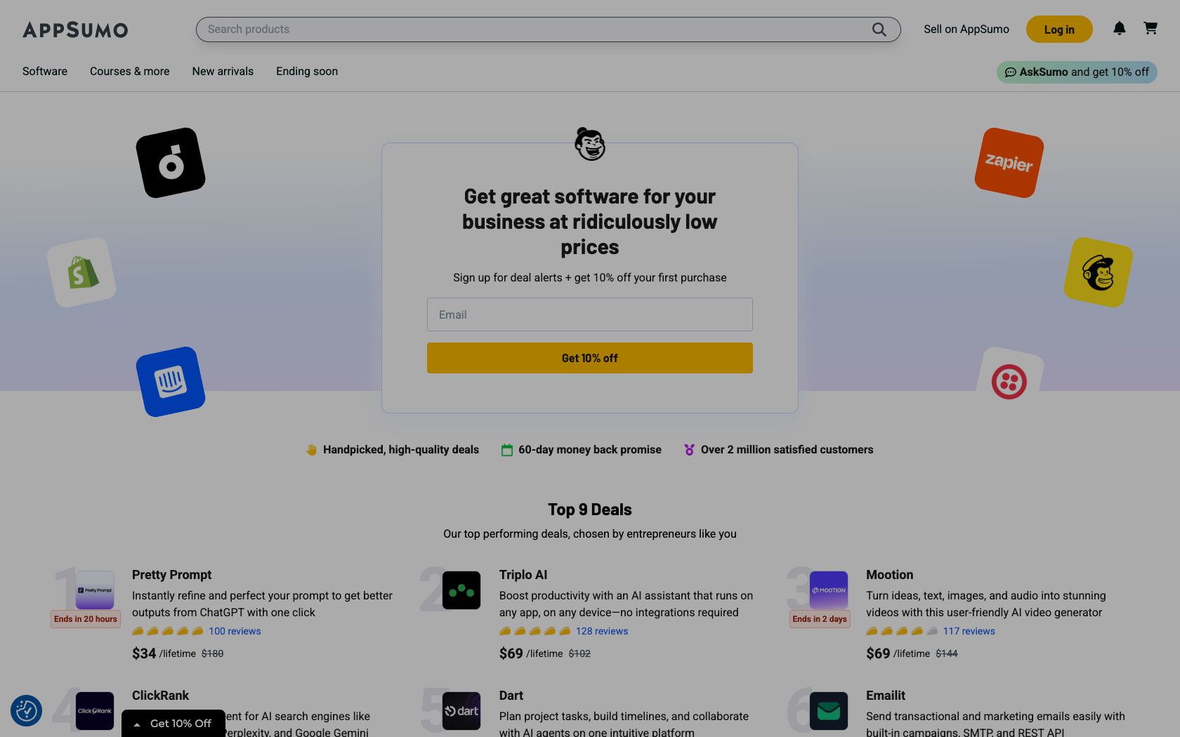 Aperçu du site AppSumo