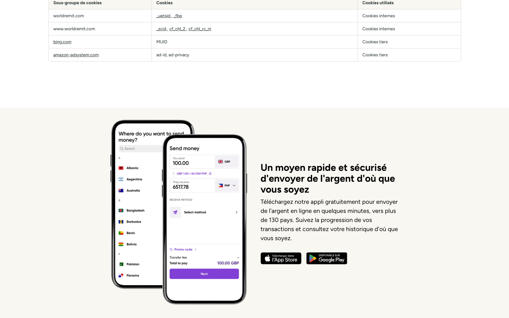 Aperçu du site WorldRemit