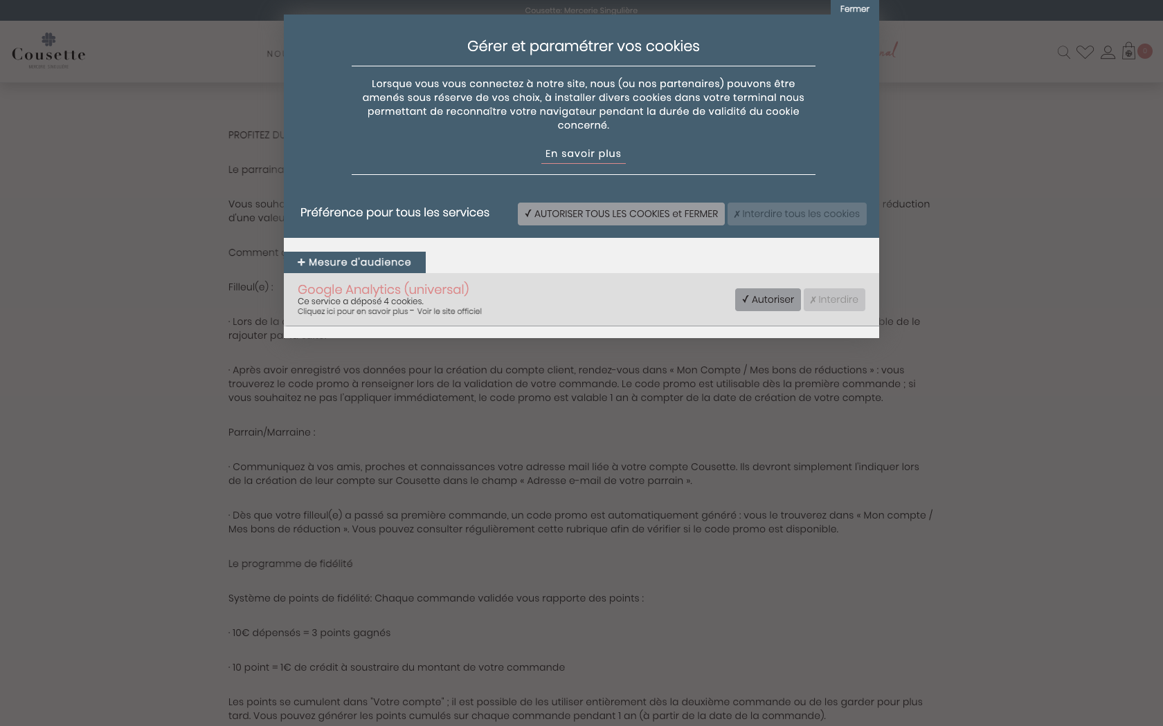 Page programme de parrainage Cousette