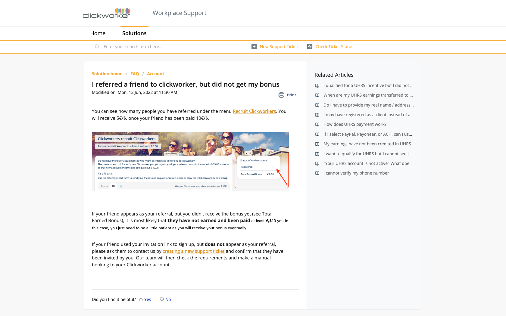 Page programme de parrainage Clickworker