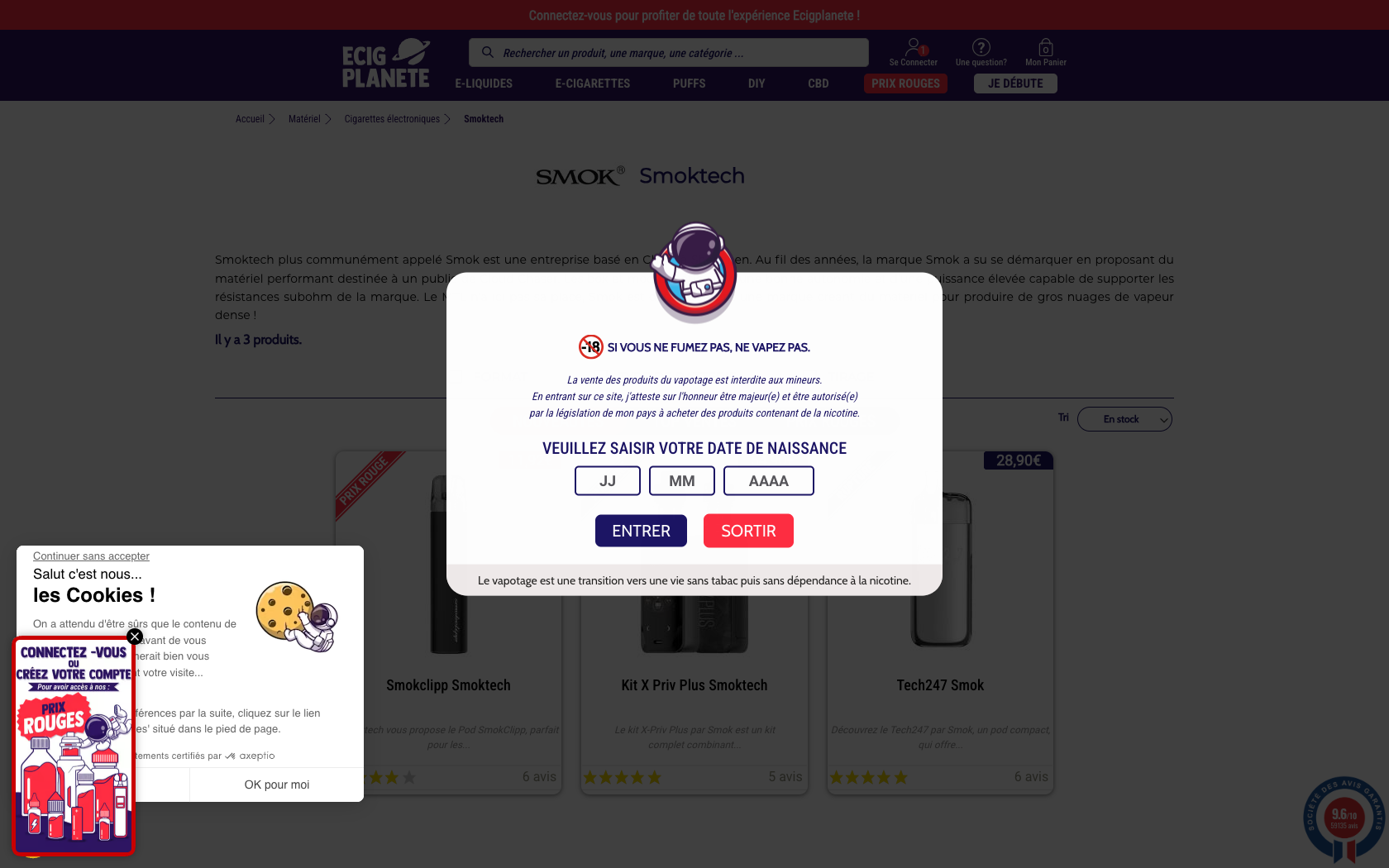 Aperçu du site officiel Ecigplanete