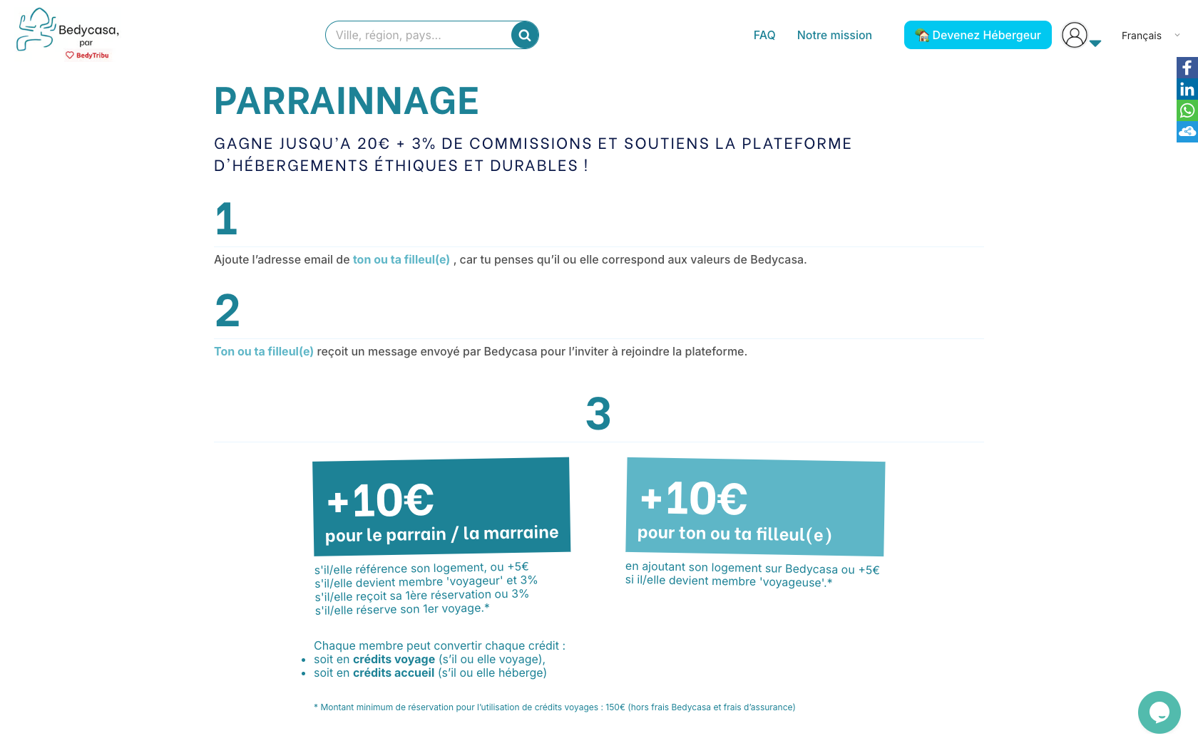 Page programme de parrainage Bedycasa