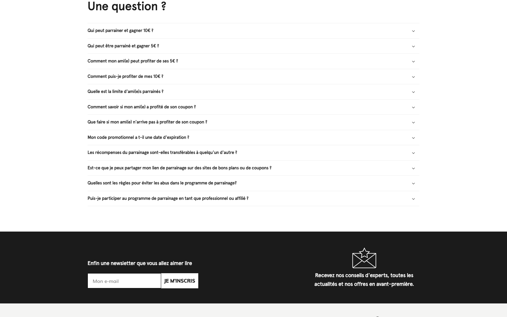 Page du programme de parrainage La Marque en moins