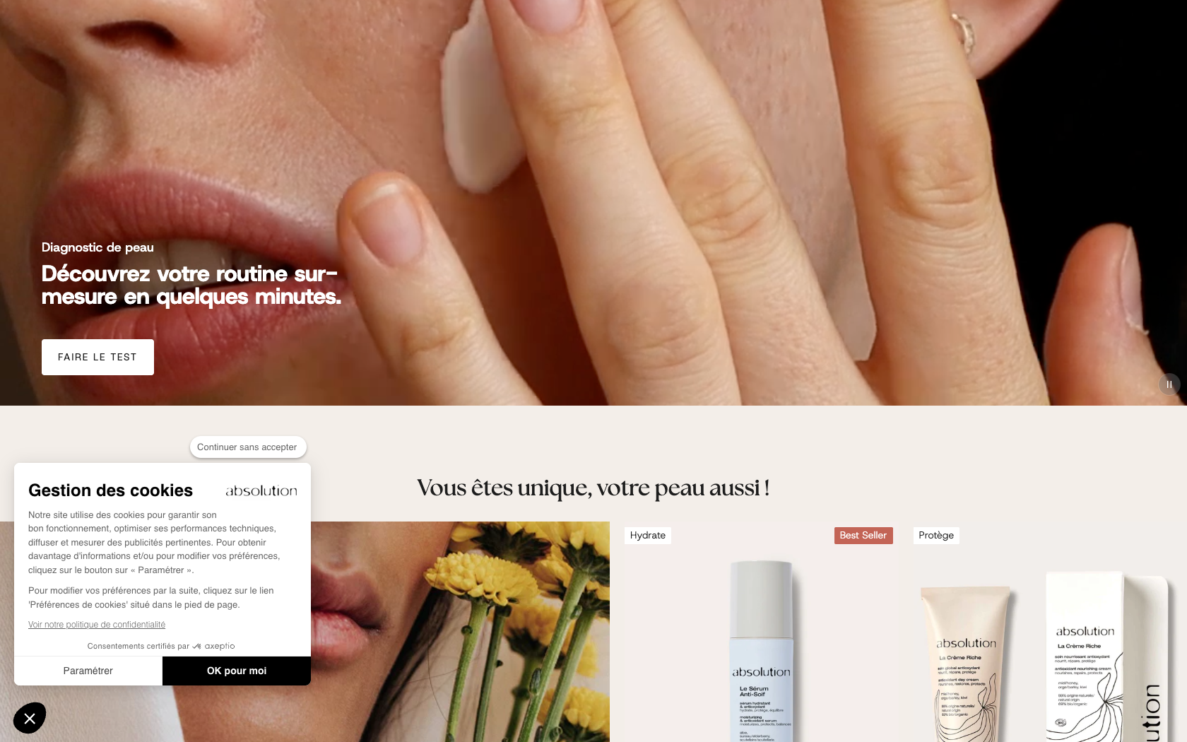 Aperçu du site Absolution cosmetics