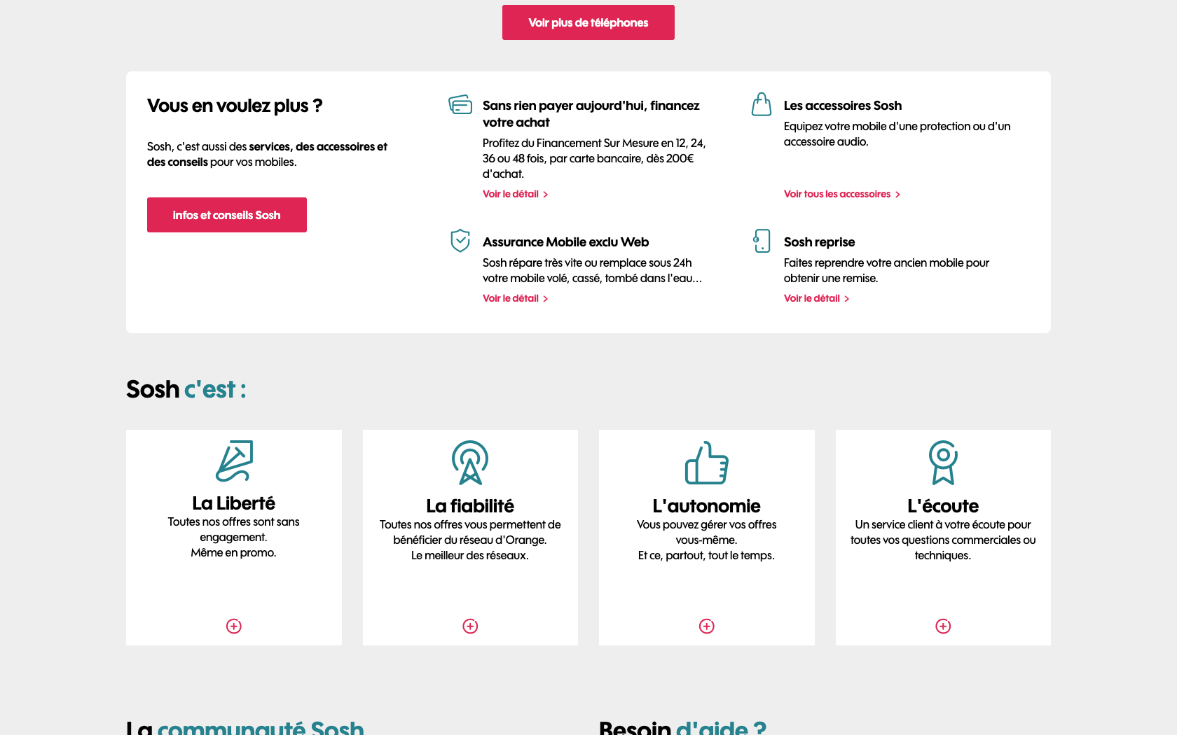 Aperçu du site officiel Sosh