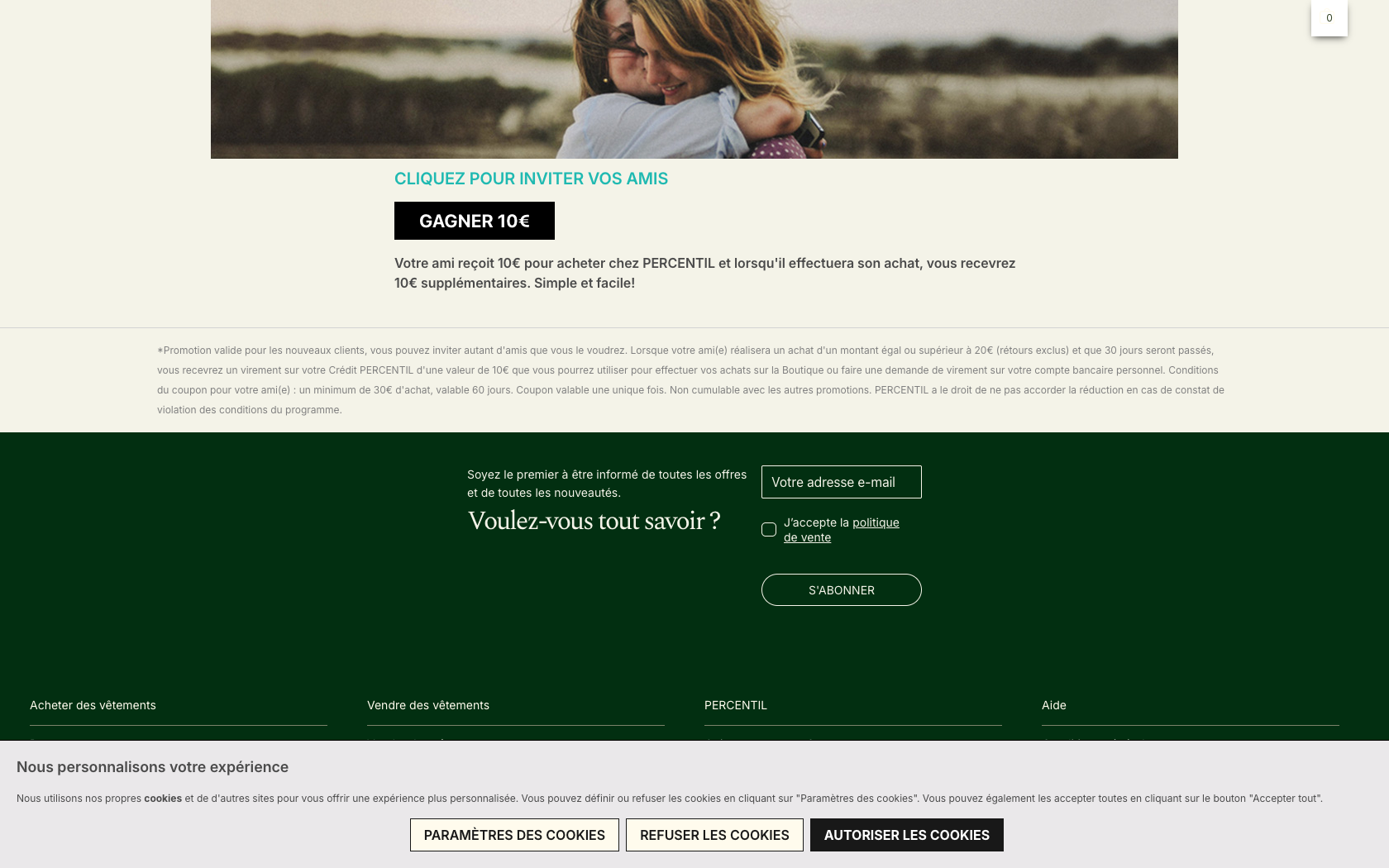 Page programme de parrainage Percentil