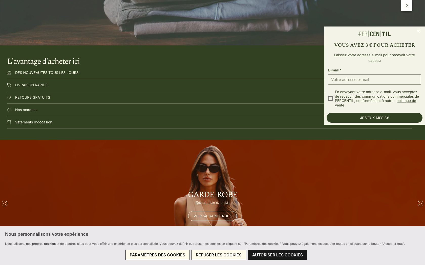 Aperçu du site Percentil
