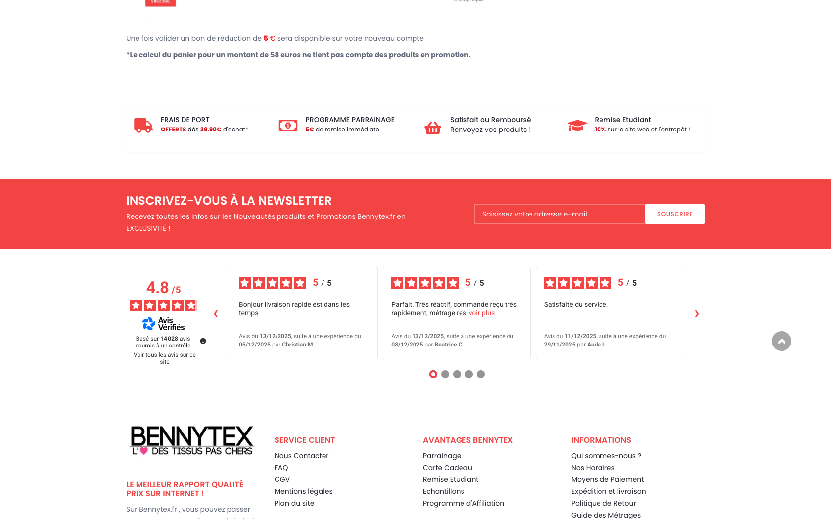 Page programme de parrainage Bennytex