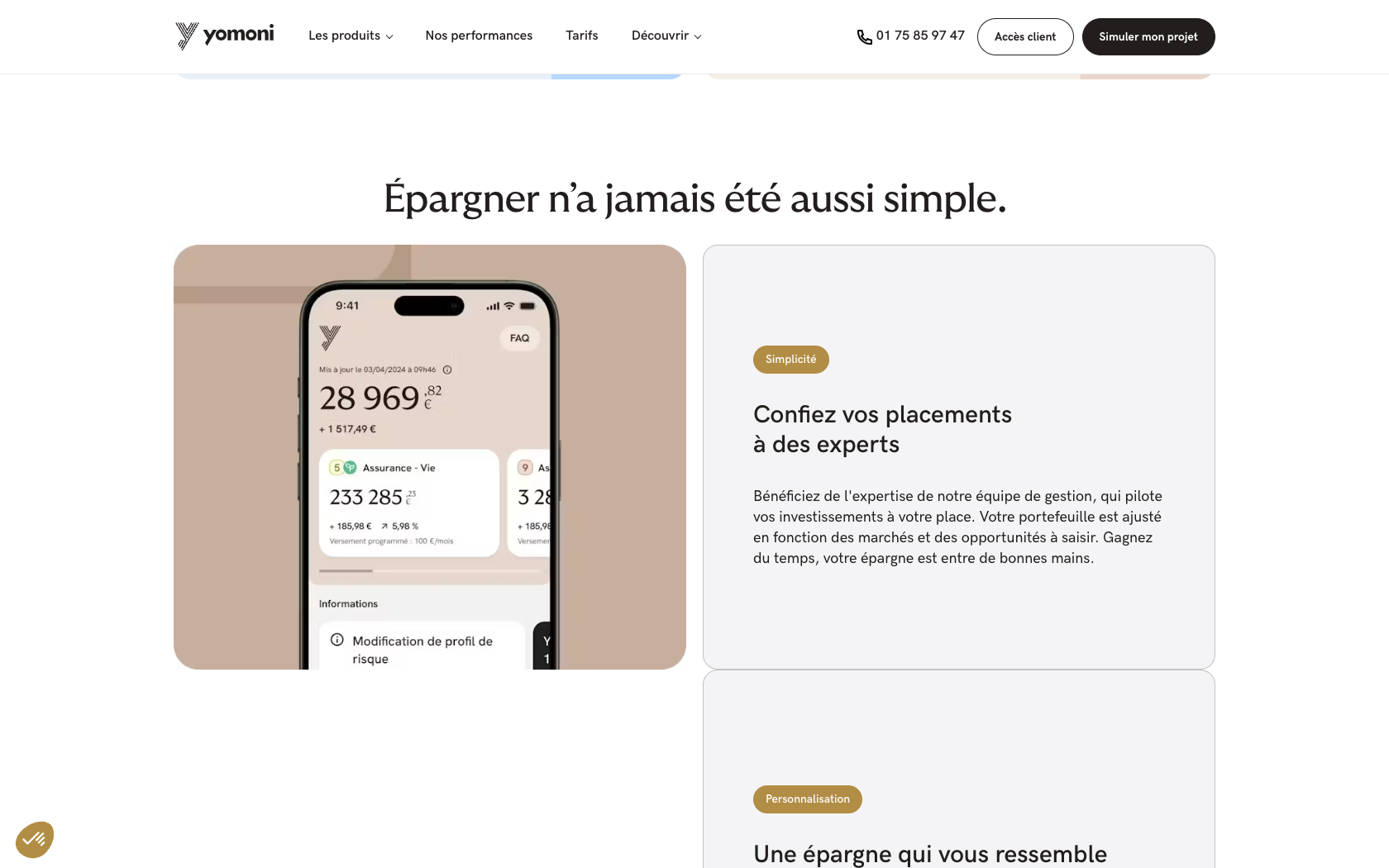 Aperçu du site Yomoni
