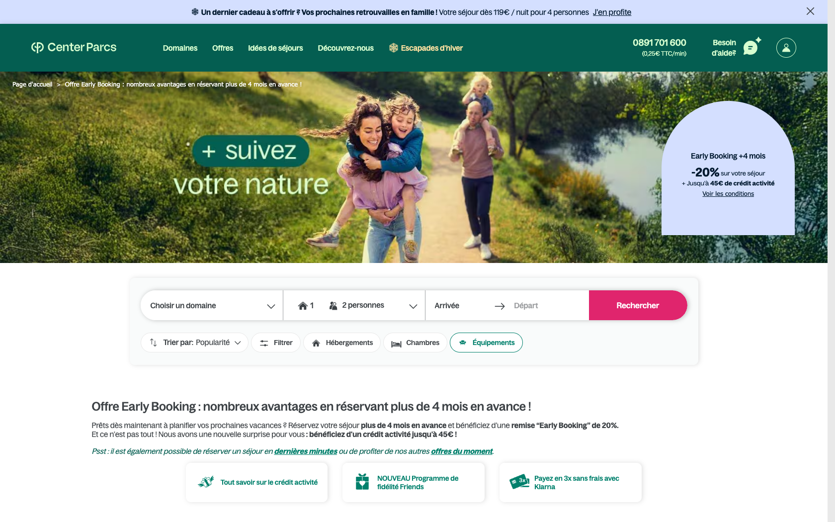 Aperçu du site Center parcs