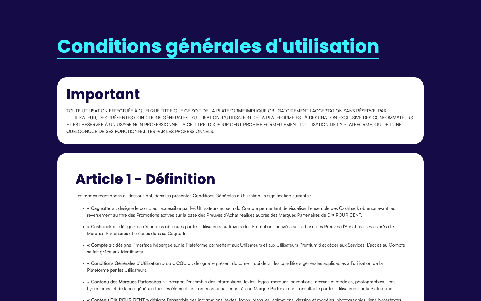 Page programme de parrainage 10 Pourcent