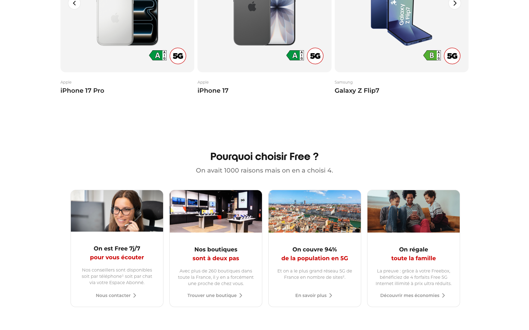 Aperçu du site Free Mobile
