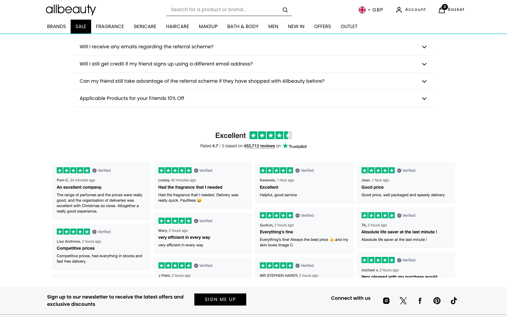 Page programme de parrainage Allbeauty
